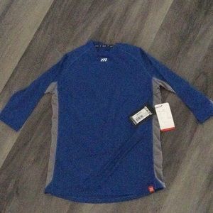 Marucci Youth performance 3/4 sleeve tee. Royal/Grey